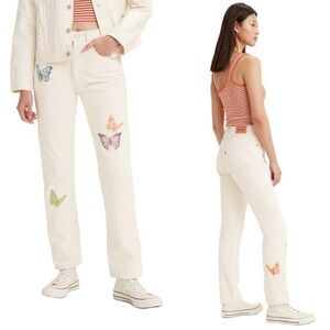 Levi's LIMITED EDITION Cream Jeans with Butterfly Design
